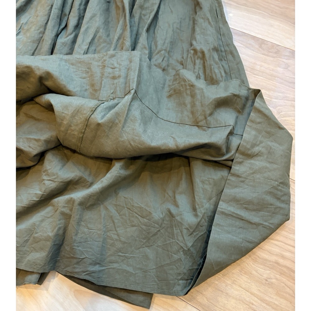 Dissh Women's Flynn Olive Green Linen Blend Maxi Skirt Elastic Tie Waist Size 4 - Picture 9 of 10